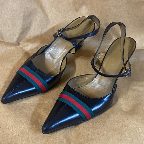Gucci heels pumps sandals sling ankle strap designer luxury sz 10 C authentic - Picture 10 of 10
